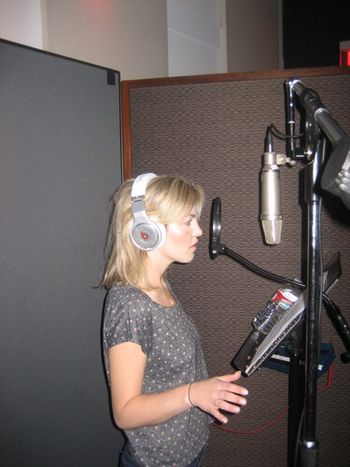 Carly in the vocal booth
