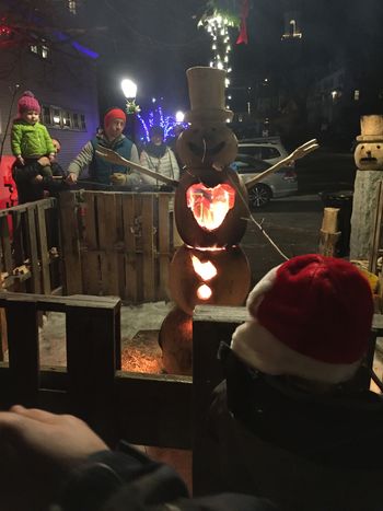 In town kids can roast marshmallows in a snowman's belly
