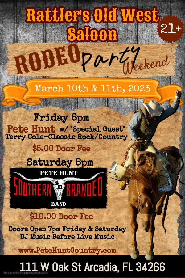 1 Ticket for Saturday 3/11/2023-Rattler's Old West Saloon Rodeo Party