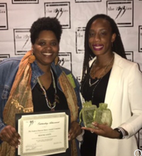 Valerie Troutt and MoonCandy Receive an Isadora Duncan Award for Outstanding Music and Lyric.

Photo: Valerie Troutt and Rashida Chase