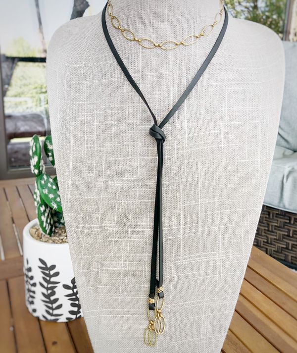 “Gibson” leather chain wrap necklace/bracelet