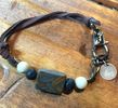 Gemstone  Leather Woodstock Bracelet