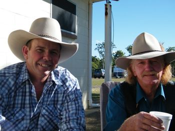 Dean & the late Merv Maltman who wrote the golden guitar winning song - Channel Country Ground 2012
