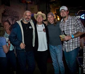Lucky Boyd, Joe King Carrasco, Town Walsh and Scotty Thurman at the 10th Annual Texas Music Awards After Party held at Auntie Skinner's Riverboat Club, Jefferson, Tx. 3-24-12
