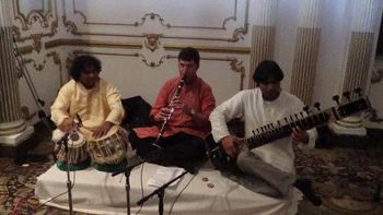 Playing at an Indian wedding, with Feroz Khan (tabla), Javed Khan (Sitar)
