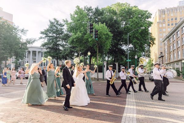 The Jackson All-Stars recently provided a brass band for a wedding reception! We performed a "Second Line" from St. Andrews Episcopal Cathedral to the Capital Towers Building!
