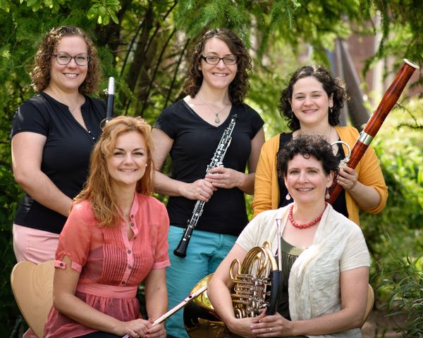 Black Marigold Quintet: 

Back row from left to right, Bethany Schultz (clarinet), Laura Medisky (oboe), Juliana Mesa (bassoon)

Front row, from left to right: Iva Ugrcic (flute), Kia Karlen (horn)
