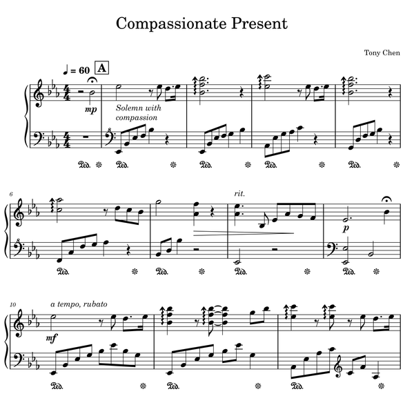 Music Sheet "Compassionate Present" “慈悲的禮物”鋼琴樂譜