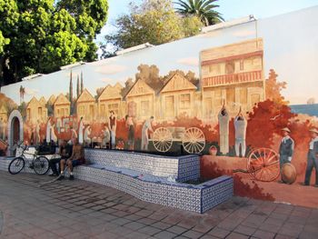 Across the street from the mission is a mural celebrating Chinese Alley.  Immigrants have long been part of our heritage.

