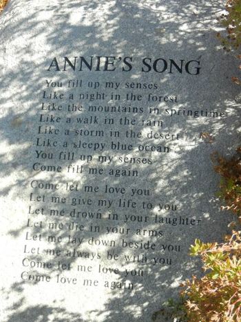 One of the many rocks engraved with the lyrics of John Denver in the John Denver Sanctuary
