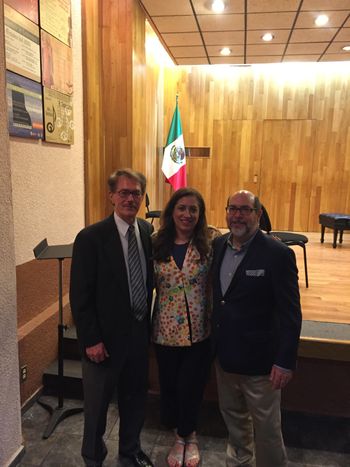 Greeting the Director of the Conservatorio de Musica del Estado de Mexico, Laszlo Frater, and Faculty member Dwyght Bryan following my Master Class October 2016
