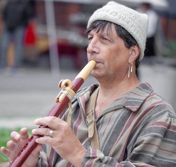 Genot playing his Native American flute
