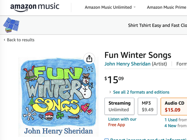 'Fun Winter Songs' album Audio CD available on Amazon.