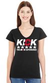NEW! Ladies Black V-Neck KICK Tee w Full Color Logo