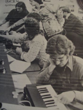 Bruce (furthest back) Teaching - Learning ARP synths at Berkley School of Music Boston, Mass
