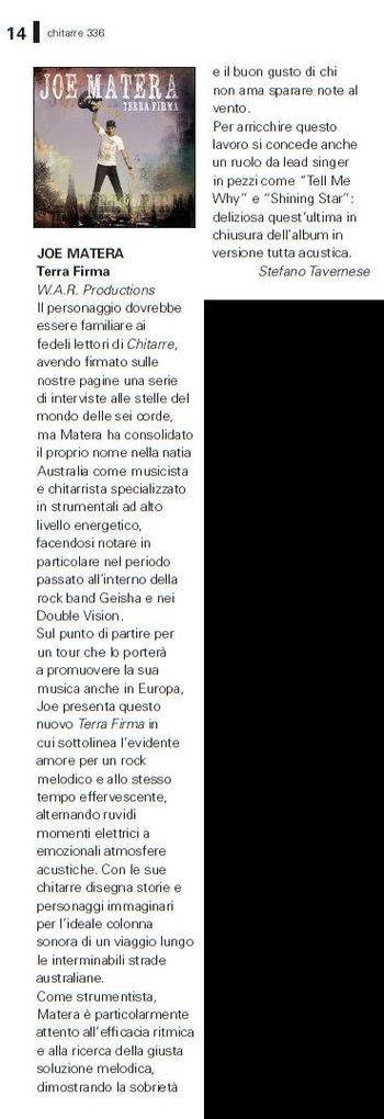 'Terra Firma' review - 'Chitarre' magazine, Feb. 2014  (ITALY)
