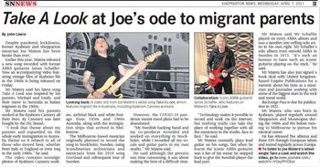 'Take A look at Joe's Ode to migrant parents' - Shepparton News, April 7, 2021 (AUS)
