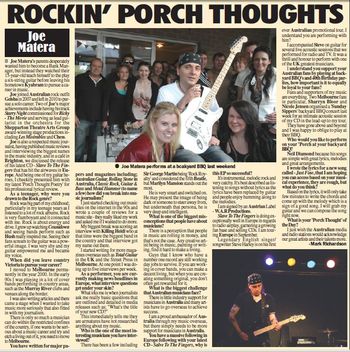'Rockin' Porch Thoughts' - Melbourne Observer, April 25, 2012 (AUSTRALIA)
