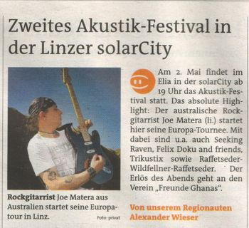 'Zweites Akustik-Festival in der Linzer solarCity' - Stradt Rundschau newspaper 30.04-02.05 2014 (AUSTRIA)
