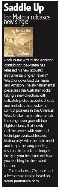 'Saddle Up' - Acoustic magazine, Dec. 2010 (UK)
