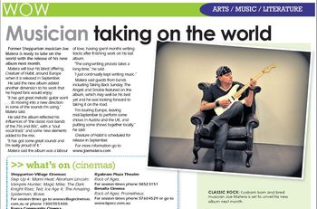 'Musician taking on the world' - WOW magazine Shepparton News, Aug. 2, 2012 (AUSTRALIA)
