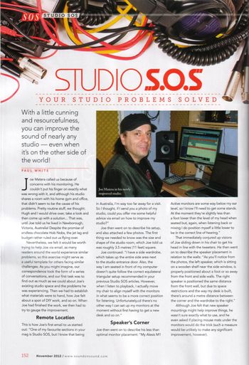 'Studio S.O.S' Sound On Sound magazine, Nov. 2012 (UK)
