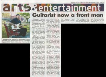 'Guitarist Now A Front Man' - Warragul And Drouin Gazette, Nov. 10, 2015 (AUS)
