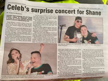 'Celeb's Surprise Concert For Shane' - Corowa Free Press, Dec. 23, 2020 (Australia)
