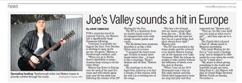 'Joe's Valley sounds a hit in Europe' - Latrobe Valley Express, Sept. 10, 2018 (AUSTRALIA)
