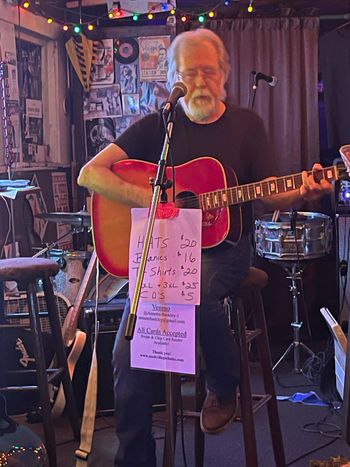 Gordie Stewart, long time bartender at Brown's Diner and fabulous singer/songwriter plays some of his original songs Sept. 10, 2021 photo by Debbie Weyerbacher
