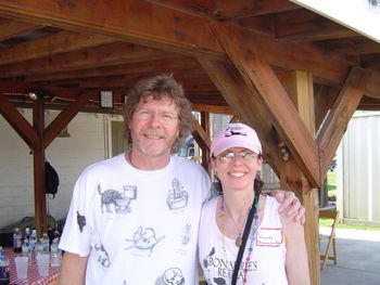 Nettie with the super talented and genuine mandolin genius Sam Bush!  Taken June 2013 at adoption and fundraiser event Woofstock at Fontanel 2013!  Benefiting Animal Rescue Bonaparte's Retreat!  I love Sam's dog T-shirt!!
