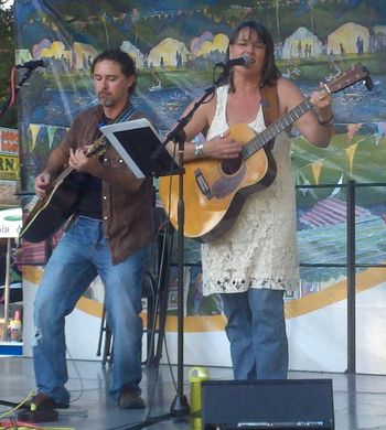 Marie and Ryan performing at Charlotte Folk Society Stage, Festival in the Park 2012
