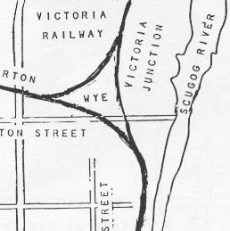 In 1875, the Victoria Railway connects up with the Midland Railway to get access to Beaverton, and more importantly, to Lindsay, sharing its King & St. Paul station.
