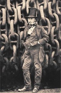 Isambard Kingdom Brunel FRS in 1857, beside the launching chains of the SS Great Eastern. Robert Howlett photograph