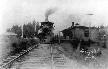Southbound train at Janetville station, perhaps 1920s.
