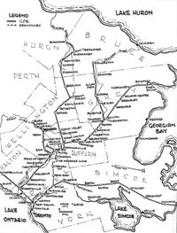 The CPR in the Huron Peninsula. "Steam Trains to the Bruce", p.126. Courtesy Ralph Beaumont.