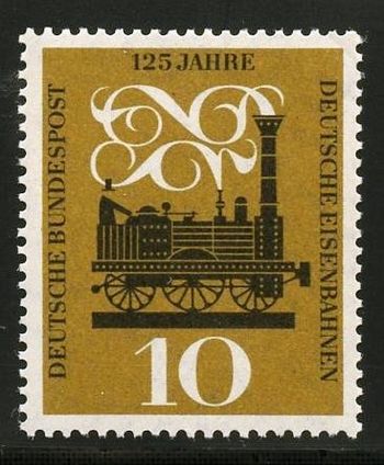 1259 1960. 125 years of German Railways. Depicting "Der Adler", the locomotive that drew the train between Nürnberg and Fürth
