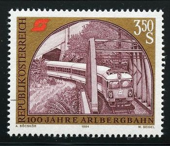 2027 1984. 100 years Arlberg Bahn. On the Schanatobel bridge
