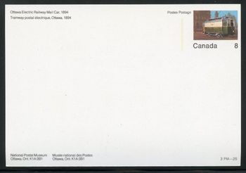 Pre-paid postcard. Ottawa Royal Mail car
