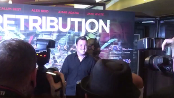 Paul Manners graces the red carpet at the Retribution premiere in London’s Haymarket.
