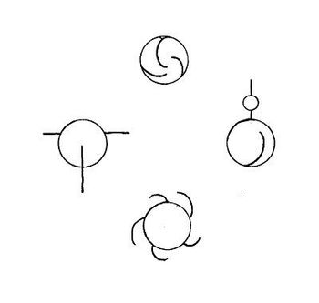 geometric logos for four works from "Faces of Sound" (2007)
