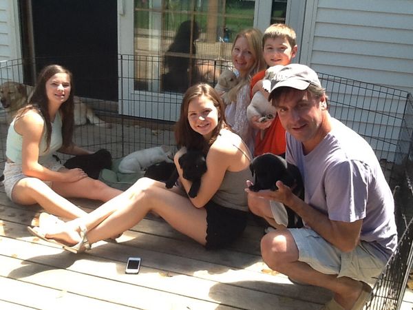 The Gorman's visiting the puppies