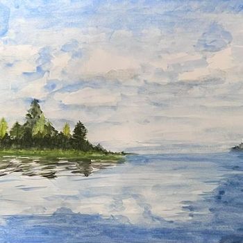 "Clouds on a Pond", watercolor
