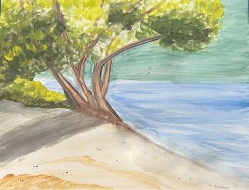 "Beach scene", watercolor
