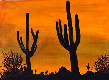 "Prickly Sunset", acrylic, marker
