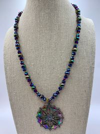 Iridescent Necklace with Rainbow Pendant