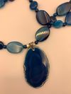 Blue Agate Necklace with Pendant
