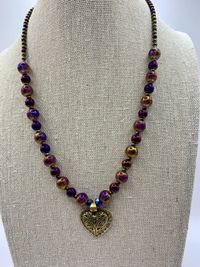 Purple Necklace with Heart Pendant