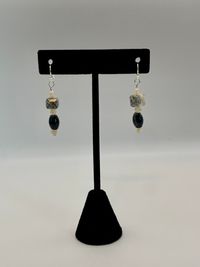 Black Onyx and Pink Cube Earrings