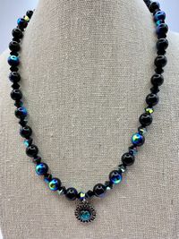 Black Aurora Borealis Necklace with Pendant